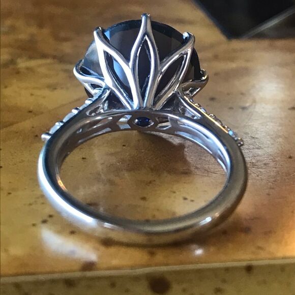 Natural Smoky Quartz Sterling Silver Lotus Cocktail Ring Size 6.25 - Picture 4 of 8